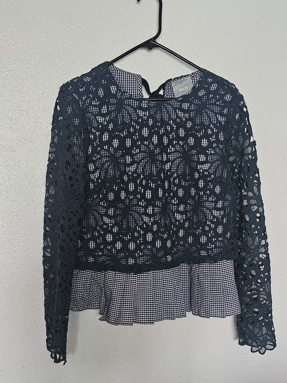 Maeve Navy Lace Peplum Blouse - Navy Bin #1